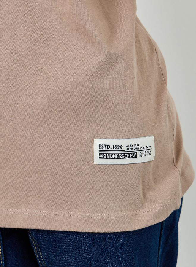 Styli Brown Oversized Crew Neck Cotton T-Shirt - Image 4