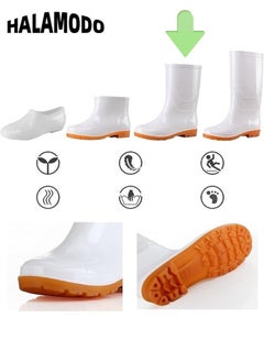 HALAMODO Women's Waterproof Rain Boots Rubber Boots Mid Calf Lightweight Booties Work Comfortable Garden Shoes for Outdoor Gardening Work Walking  - Image 4
