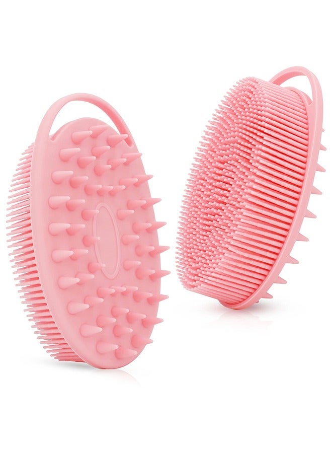 Loquat 2-in-1 Silicone Shower  Scalp Brush – Pink Body Scrubber and Shampoo Massager, Quick Lathering  Easy to Clean (1PC) - Image 1