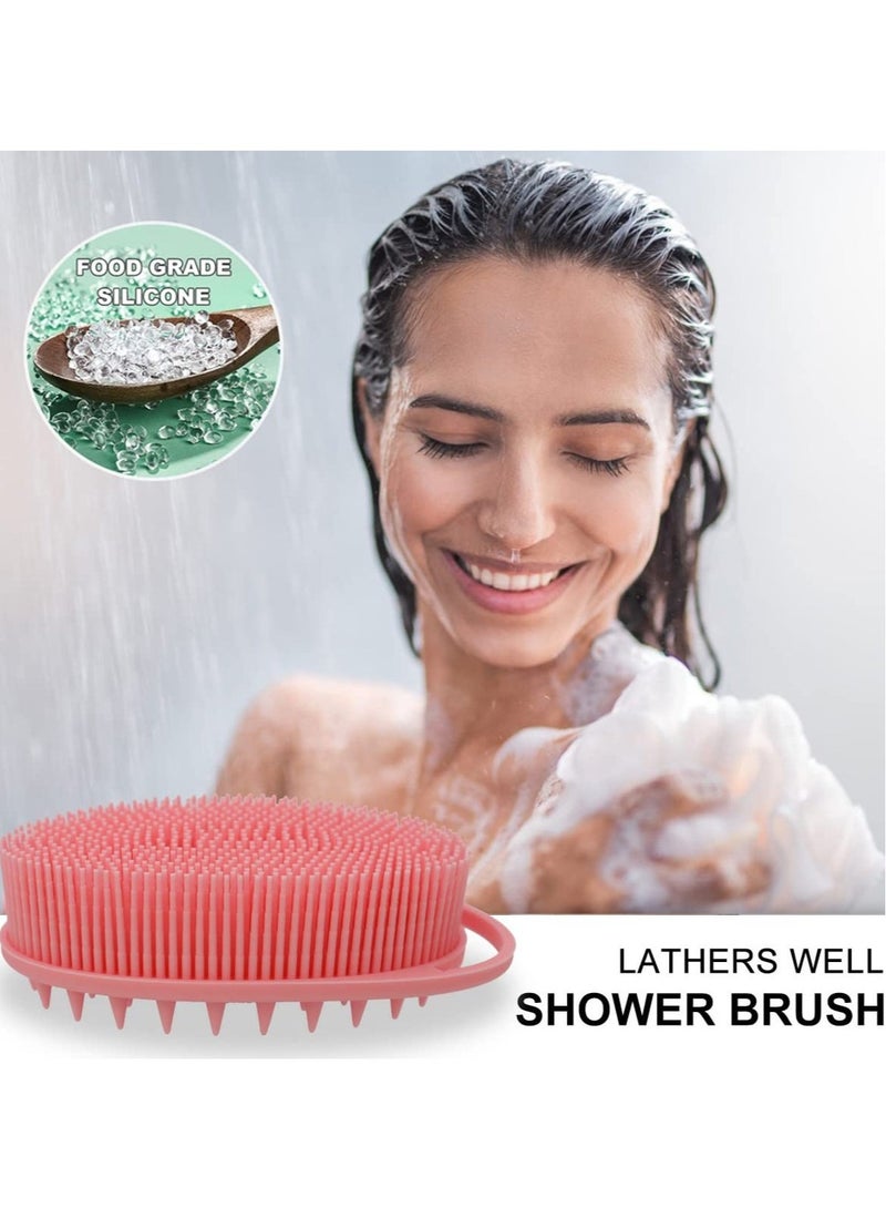 Loquat 2-in-1 Silicone Shower  Scalp Brush – Pink Body Scrubber and Shampoo Massager, Quick Lathering  Easy to Clean (1PC) - Image 2