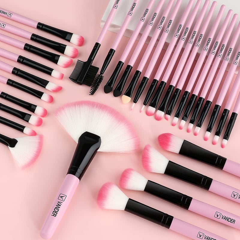 VANDER Makeup Brushes, VANDER 32pcs Makeup Brush Set Professional Soft Synthetic Foundation powder concealer blending Make up Brushes, eye shadow blush face brush set, Pink - Image 5