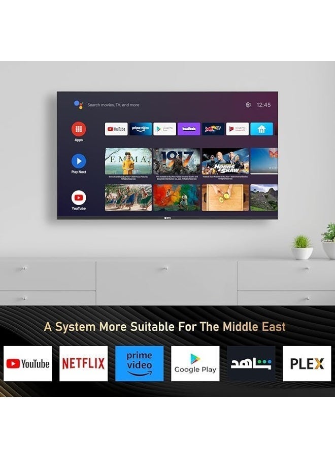 SPJ 75-Inch 4K UHD Android Smart LED TV – Voice Control Remote, Screen Mirroring, Bluetooth, HDMI & USB Ports, Built-in Wi-Fi, Google Play, Bezel-Less Design – Black | 1-Year Warranty - Image 2