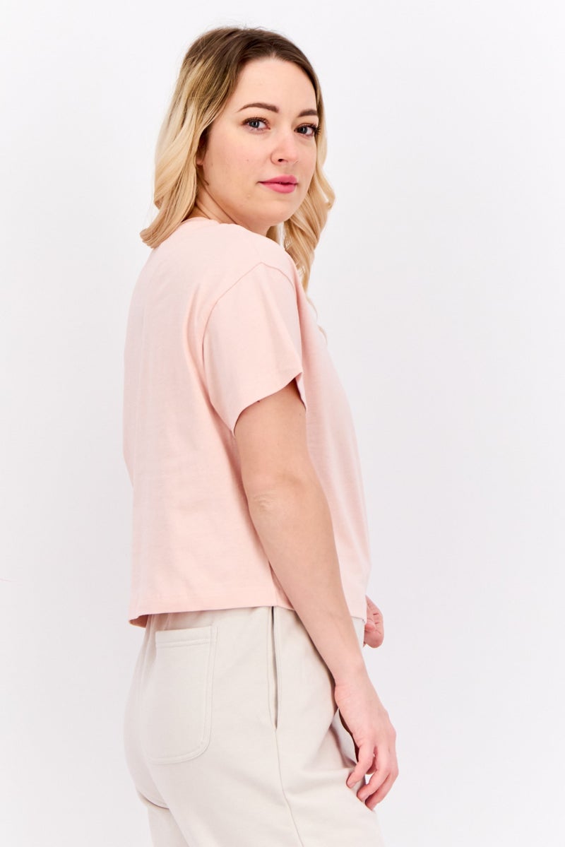 Lyle & Scott Women Crew Neck Short Sleeve Embroidered Logo T-Shirt, Pink - Image 2