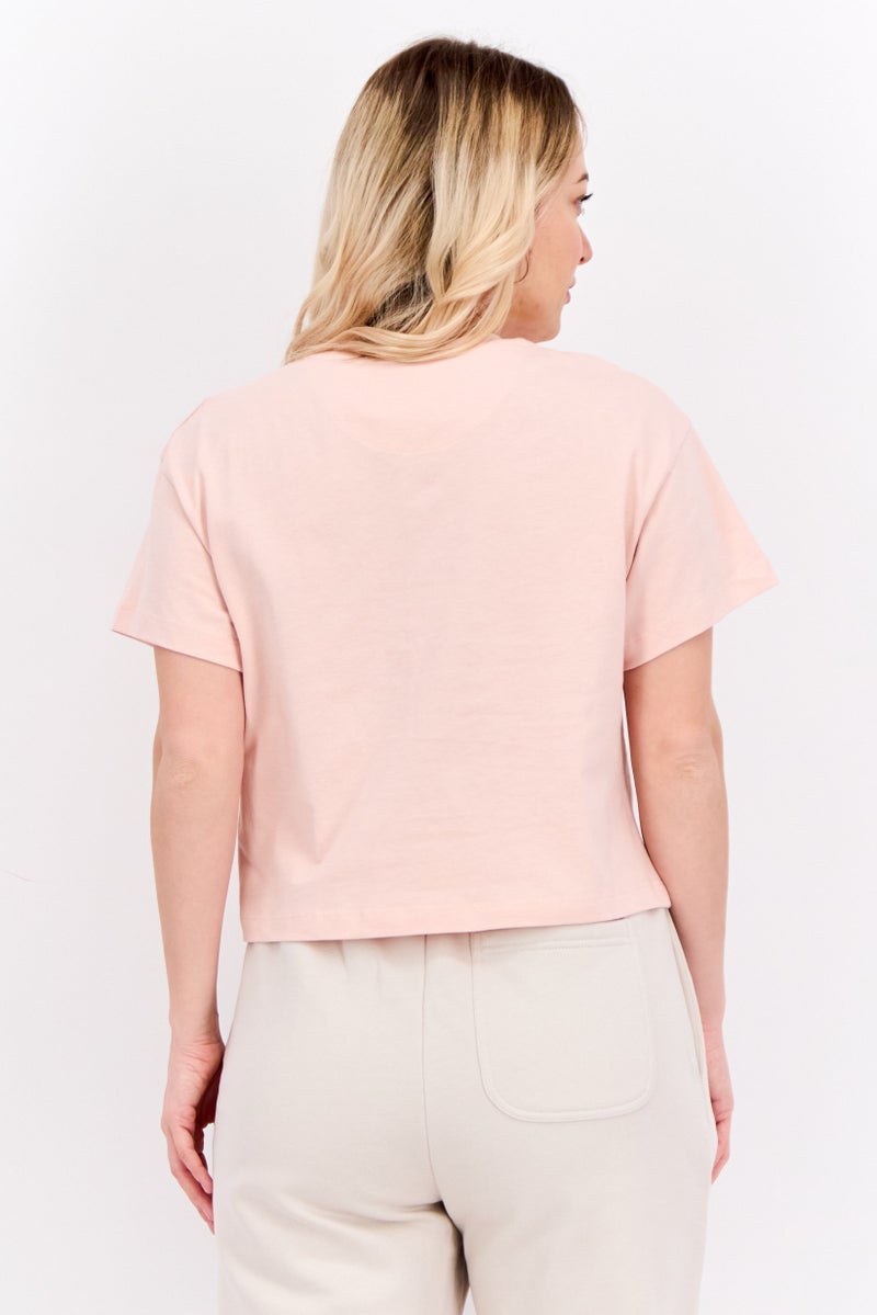 Lyle & Scott Women Crew Neck Short Sleeve Embroidered Logo T-Shirt, Pink - Image 4