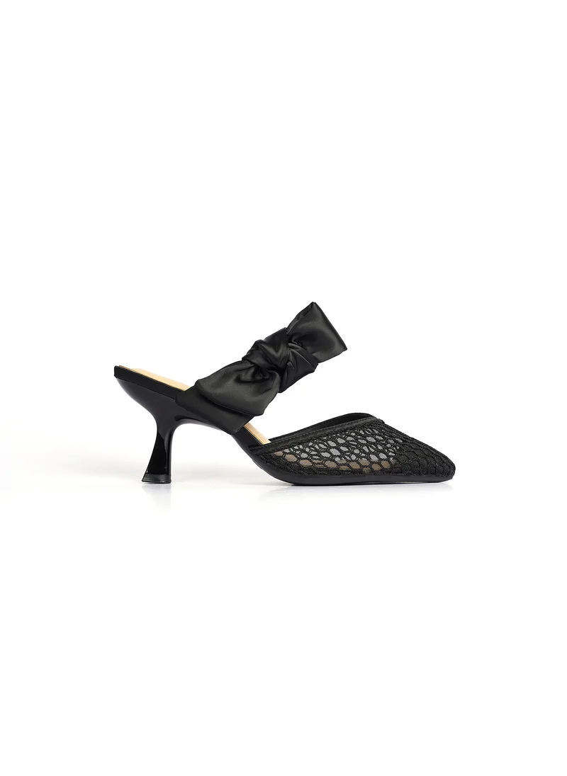كيوبل Womens heeled mules with a bow accent