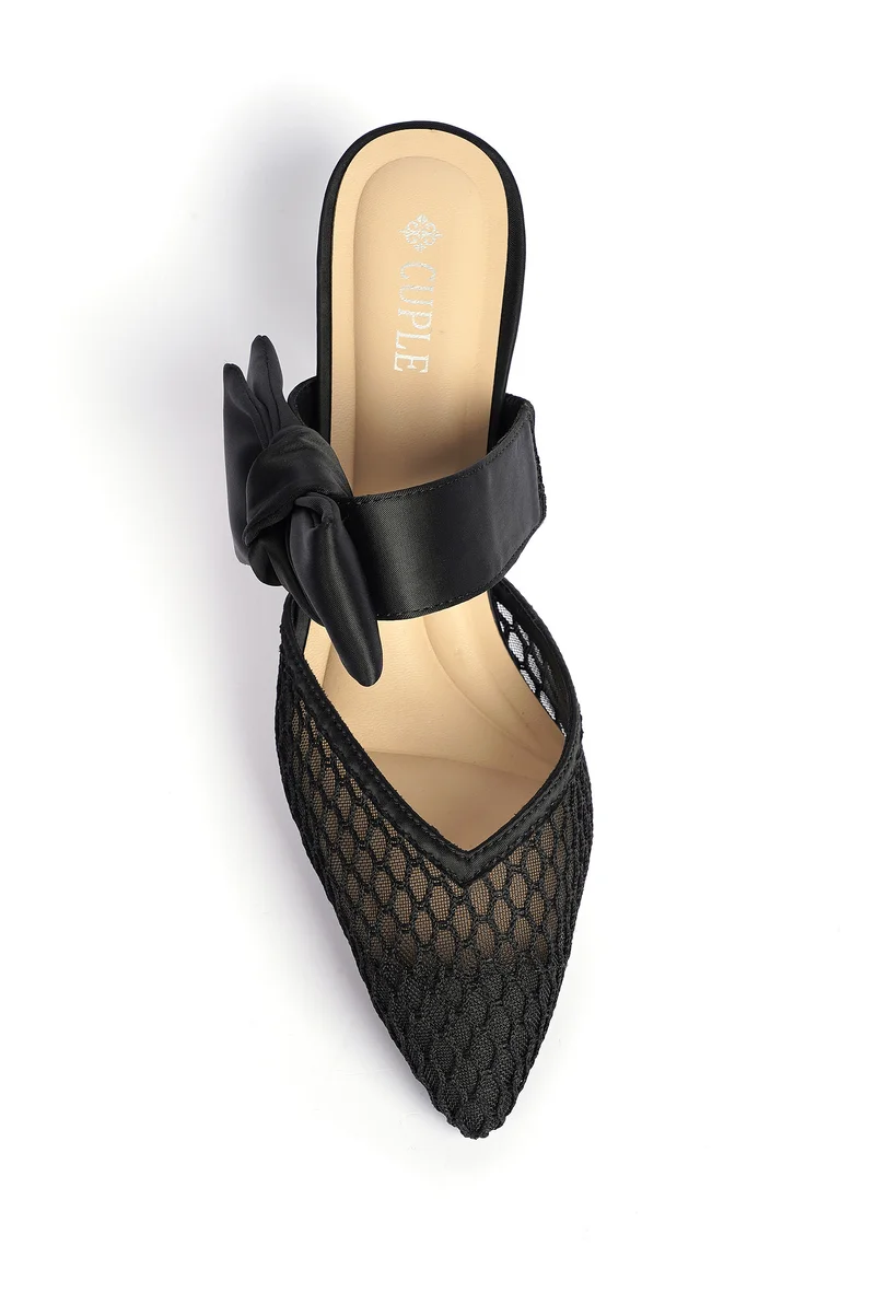 Cuple Womens heeled mules with a bow accent