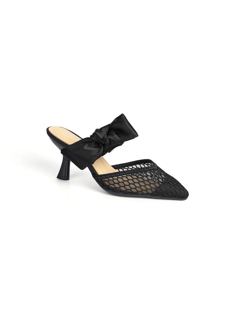 كيوبل Womens heeled mules with a bow accent