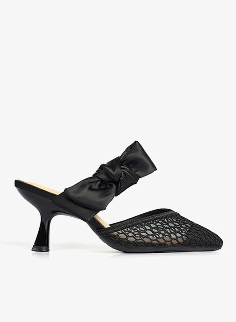 Cuple Womens heeled mules with a bow accent