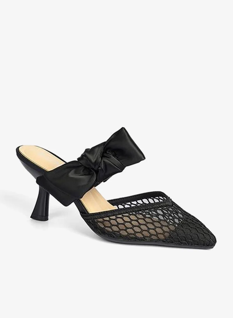 Cuple Womens heeled mules with a bow accent