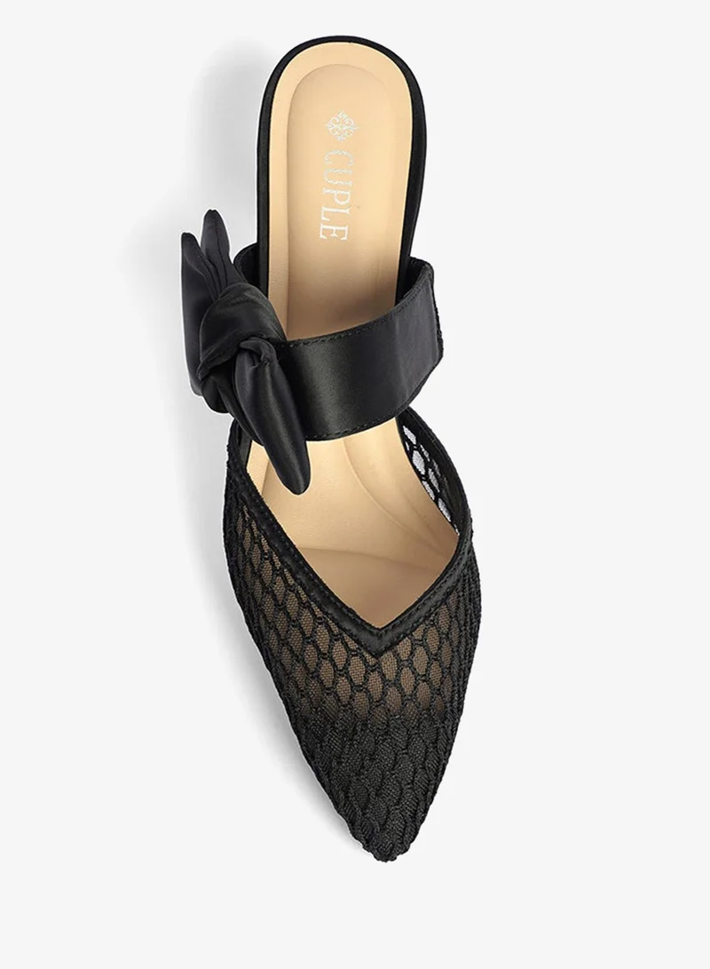 Cuple  Womens heeled mules with a bow accent for Women | Best Price UAE
