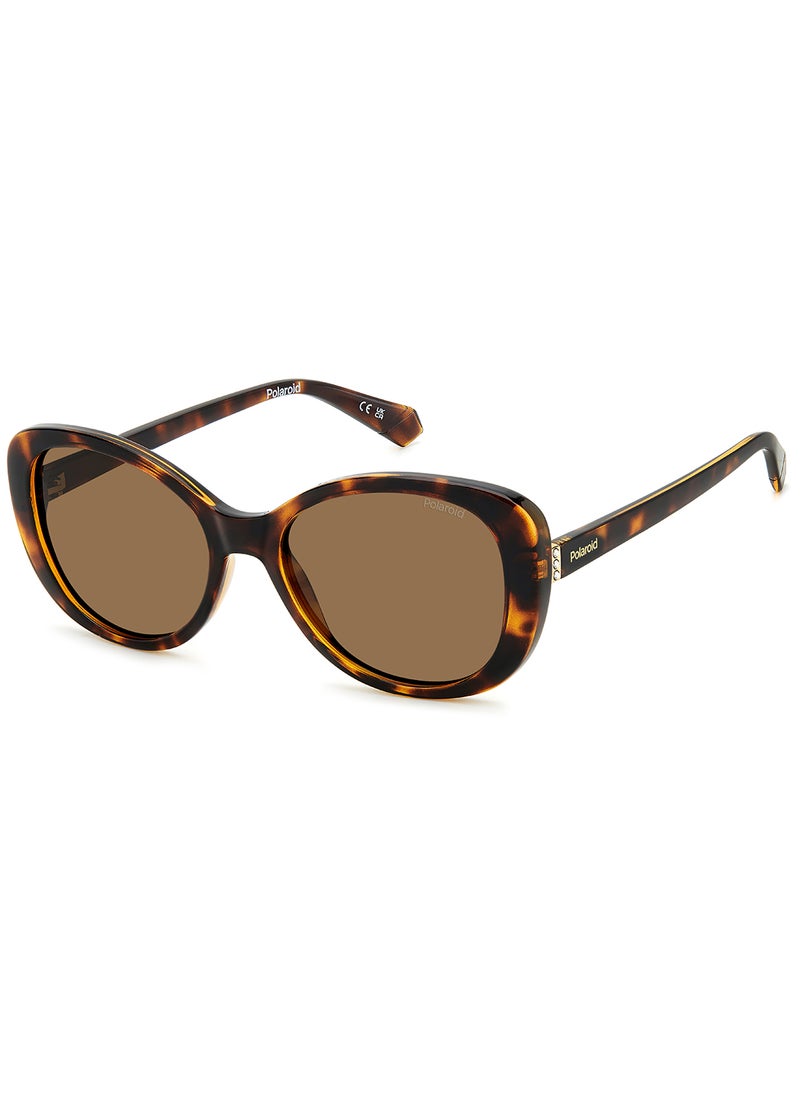 Polaroid Women's Polarized Rectangular Sunglasses - Pld 4154/S/X Brown Millimeter - Lens Size: 55 Mm  - Image 1