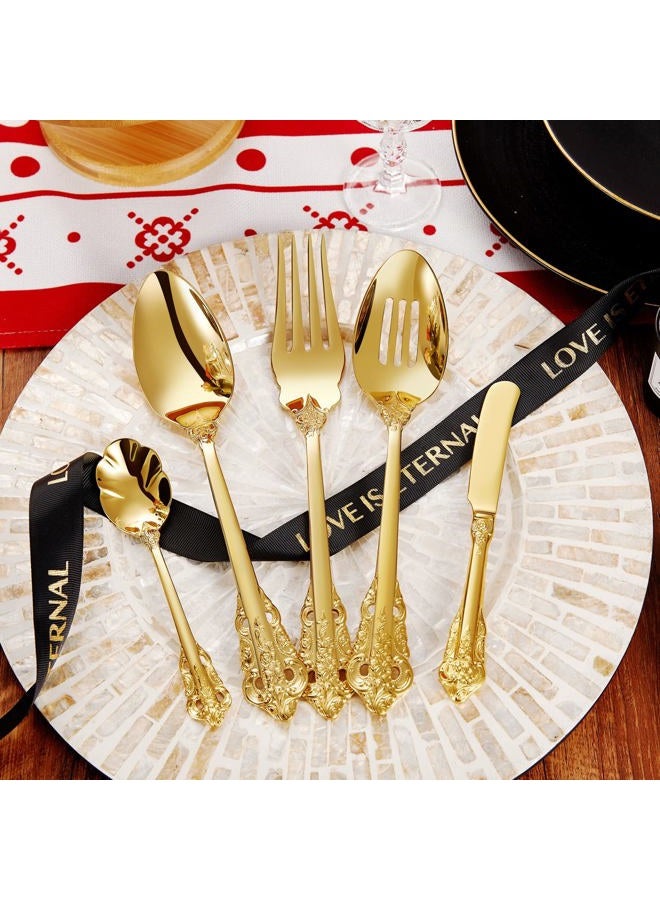 KEAWELL Gorgeous 5-Piece 18/10 Stainless Steel Hostess Serving Utensil Set, Dishwasher Safe (Gold) - Image 4