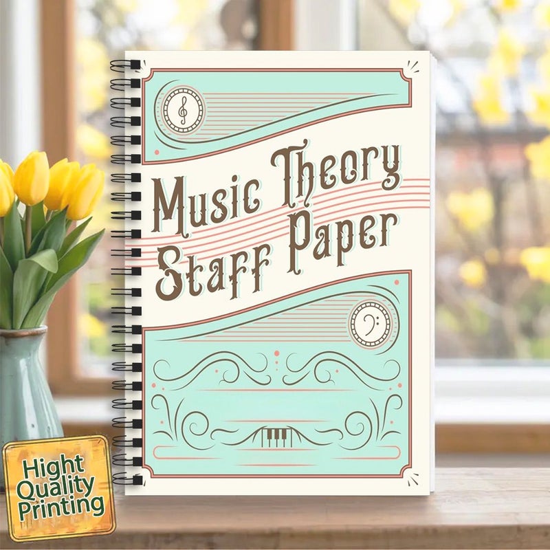 Music Manuscript Paper 100 Sheets Blank Staff Notebook 5.5x8.3 Inch 8 Staves Per Page - Image 3