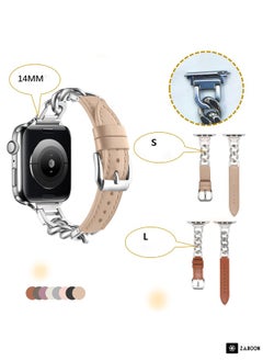 Generic Apple Watch 4 Chain Genuine Leather Watch Band, Size: S  - Image 3