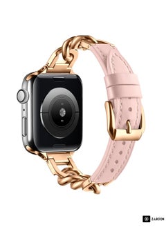 Generic Apple Watch 4 Chain Genuine Leather Watch Band, Size: S  - Image 1