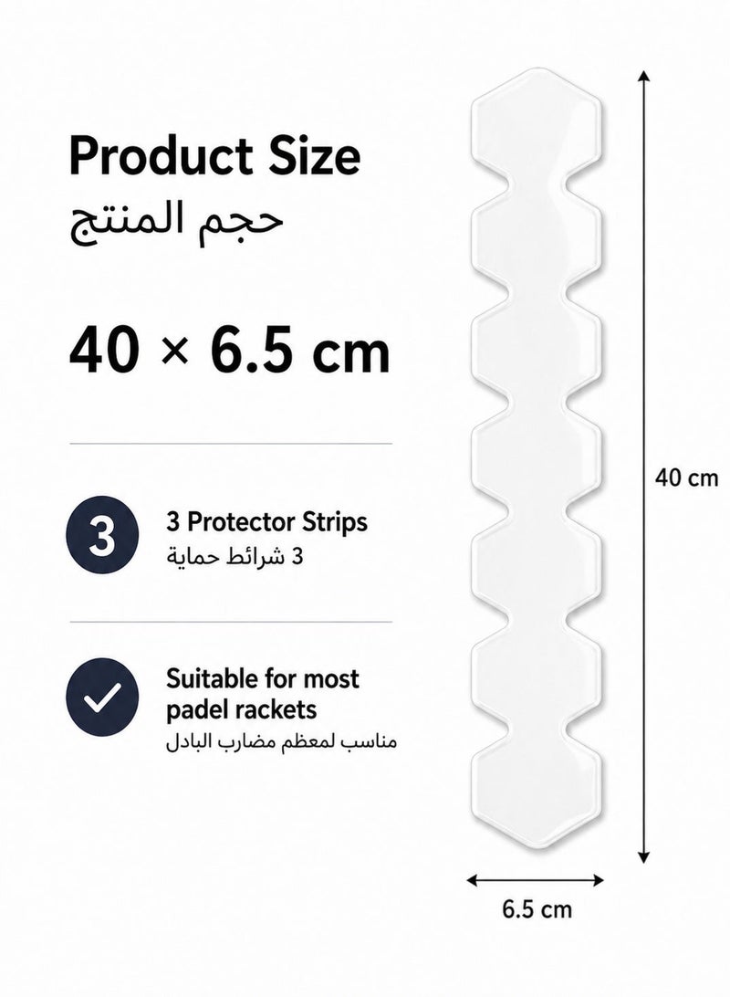 Rafina Padel Racket Edge Protector Strips, Transparent Slim Frame Guards for Scratch and Impact Protection, 40 × 6.5 cm, 3 Pieces - Image 5