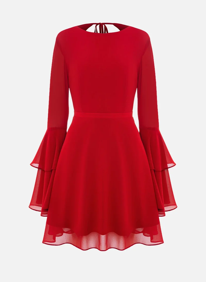 Lichi Mini dress with cuff flounces
