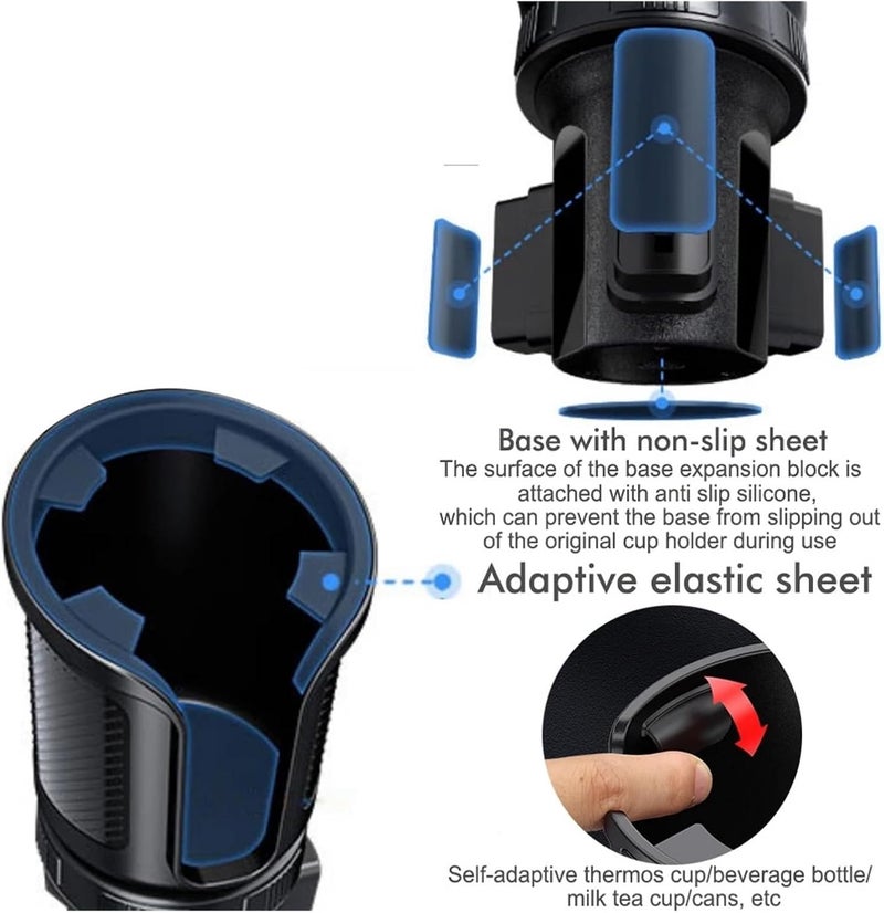 Car Cup Holder Expander Cell Phone Mount 360° Rotation Smartphones Auto Interior - Image 3