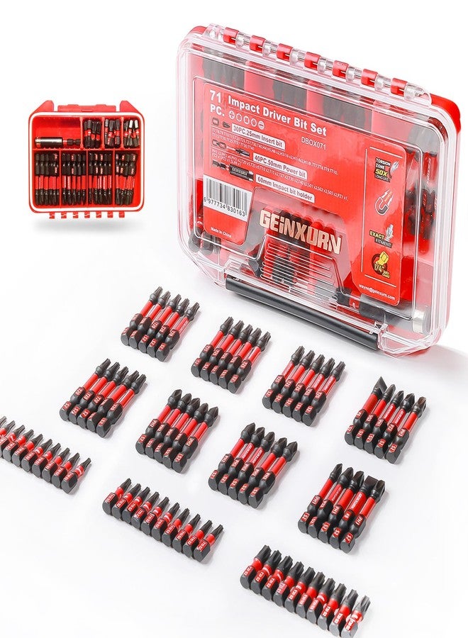 Geinxurn 71pieces Impact Screwdriver Bits Set, Magnetic S2 Steel Multi Insert Power Bits Tips with Impact Bit Holder with Storage Box - Image 1