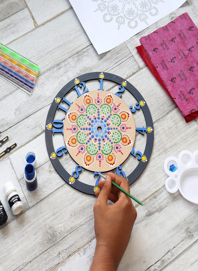 SOLOBOLO Dot Mandala Painting Kit | Craft Kit for Girls 9-12 |Dot Mandala Art Kit on Wall Clock |Gifts for Girls Age 10-12 | MDF Cutouts for Art and Craft 12 Inch Wall Clock | Pack of 2 Sets - Image 3