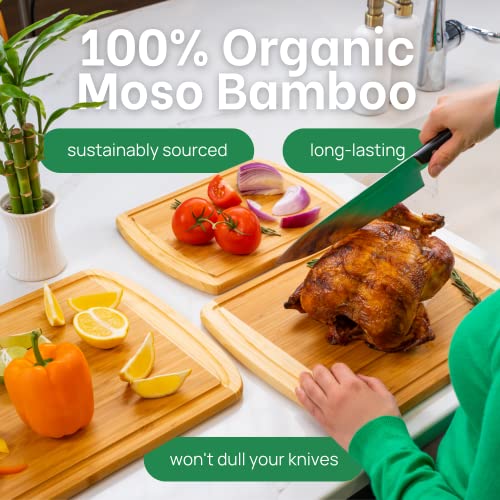 Greener Chef Organic Extra Large Bamboo Cutting Board Set of 3 with Lifetime Replacements – Premium Wooden Kitchen Boards for Chopping, Carving & Serving, Non-Toxic & Durable – by Greener Chef - Image 4