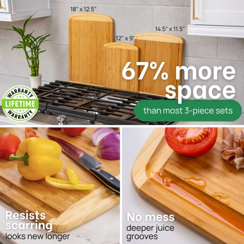 Greener Chef Organic Extra Large Bamboo Cutting Board Set of 3 with Lifetime Replacements – Premium Wooden Kitchen Boards for Chopping, Carving & Serving, Non-Toxic & Durable – by Greener Chef - Image 3