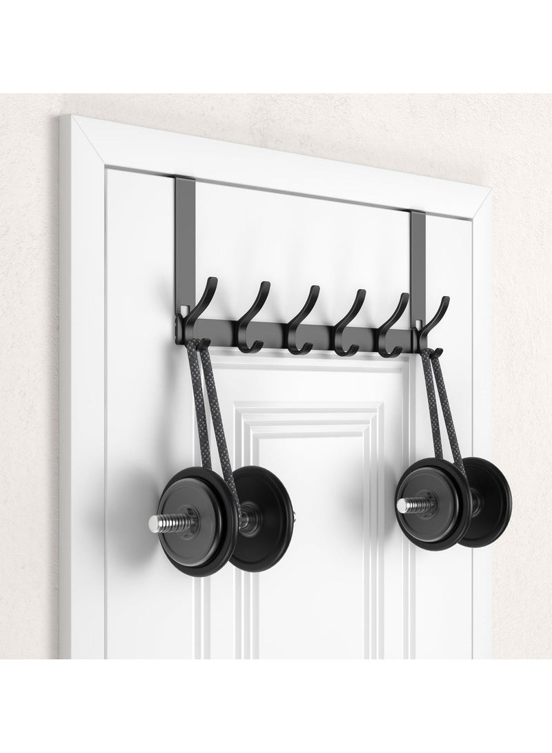 SAHHAHOME Over The Door Hooks,NO Nail Door Hanger Hook,Coat Rack On Door with 6 Hooks,Over The Door Towel Racks for Bathroom,Bedroom,Kitchen (Black) - Image 3