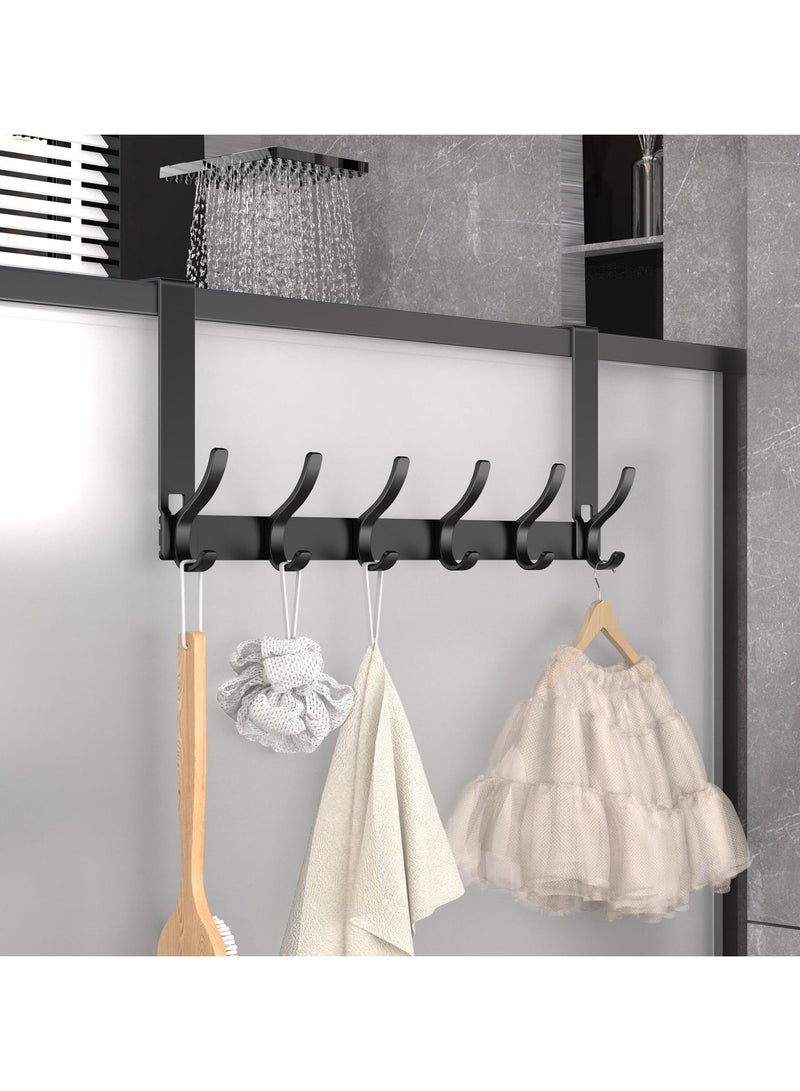 SAHHAHOME Over The Door Hooks,NO Nail Door Hanger Hook,Coat Rack On Door with 6 Hooks,Over The Door Towel Racks for Bathroom,Bedroom,Kitchen (Black) - Image 2