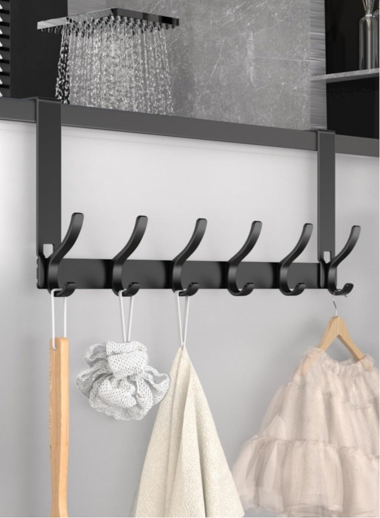 SAHHAHOME Metal Over The Door Hooks,Heavy-Duty NO Nail Door Hanger Hook,Coat Rack On Door with 6 Hooks,Over The Door Towel Racks for Bathroom,Bedroom,Kitchen (Black) - Image 2