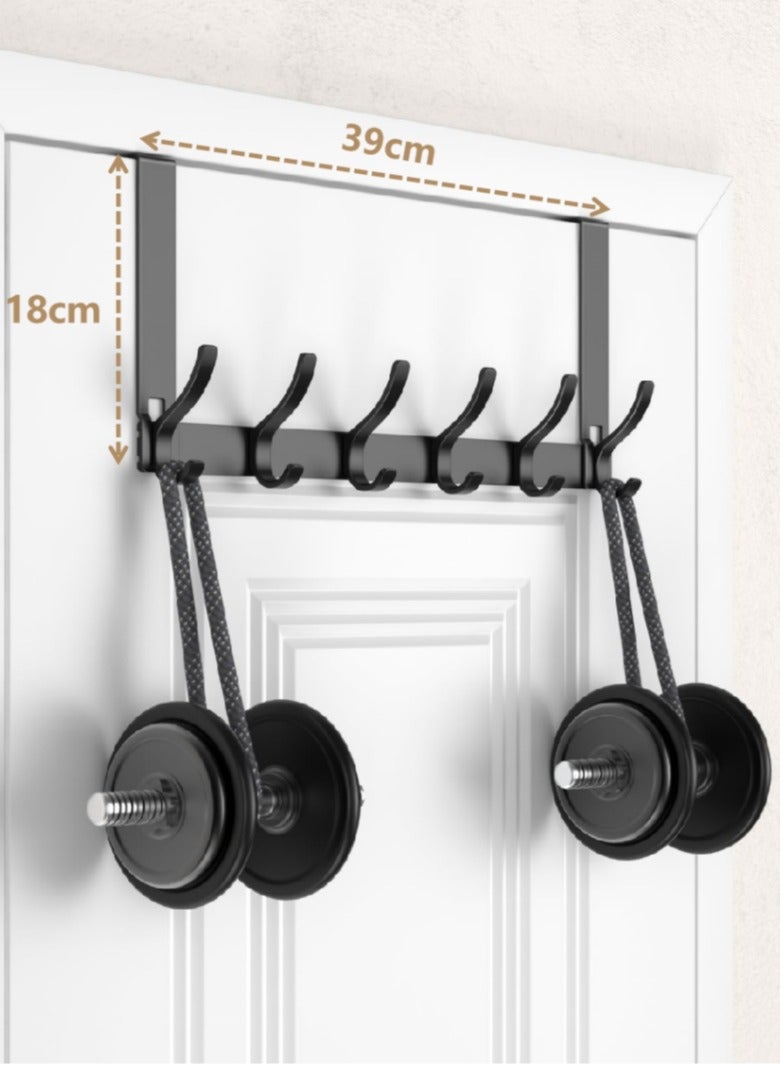 SAHHAHOME Metal Over The Door Hooks,Heavy-Duty NO Nail Door Hanger Hook,Coat Rack On Door with 6 Hooks,Over The Door Towel Racks for Bathroom,Bedroom,Kitchen (Black) - Image 3