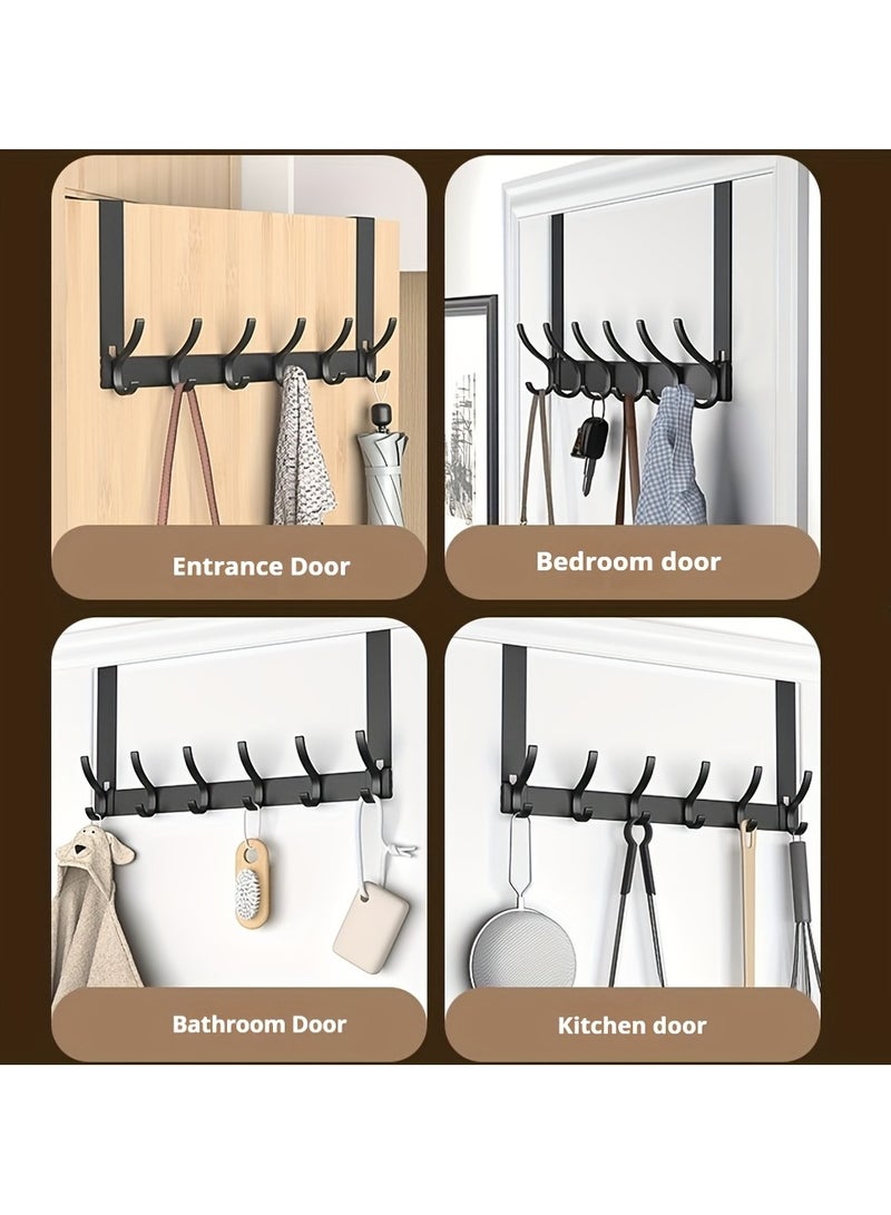 SAHHAHOME Metal Over The Door Hooks,Heavy-Duty NO Nail Door Hanger Hook,Coat Rack On Door with 6 Hooks,Over The Door Towel Racks for Bathroom,Bedroom,Kitchen (Black) - Image 5