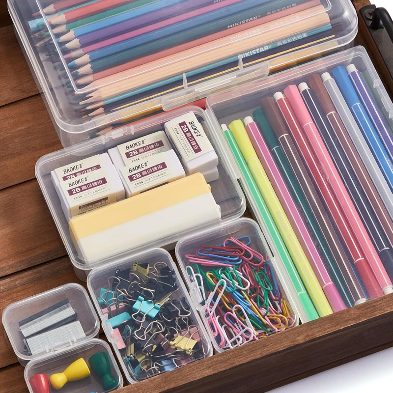 Thintinick 42 Pack Rectangular Clear Plastic Storage Containers Box with Hinged Lid & Labels for Beads and Other Small Craft Items (Mixed Sizes 3) - Image 4