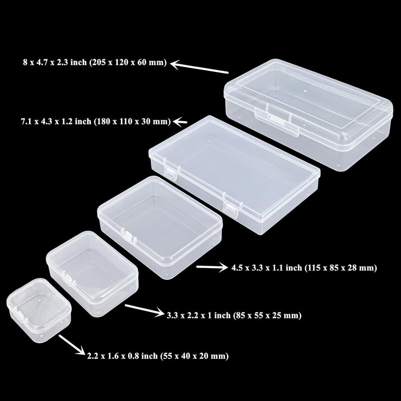 Thintinick 42 Pack Rectangular Clear Plastic Storage Containers Box with Hinged Lid & Labels for Beads and Other Small Craft Items (Mixed Sizes 3) - Image 2