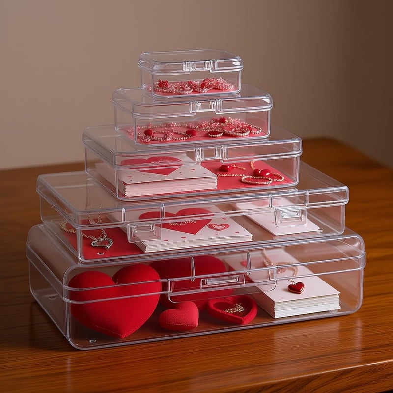 Thintinick 42 Pack Rectangular Clear Plastic Storage Containers Box with Hinged Lid & Labels for Beads and Other Small Craft Items (Mixed Sizes 3) - Image 3