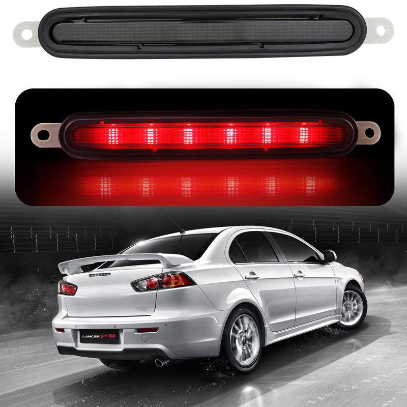 Voilamart 3rd Third Brake light for 2008-2016 Mitsubishi Lancer LED Tail Light High Mount Bumper Lamp Lancer Evolution EX 8334A08 (Smoke Lens Red Light) - Image 1