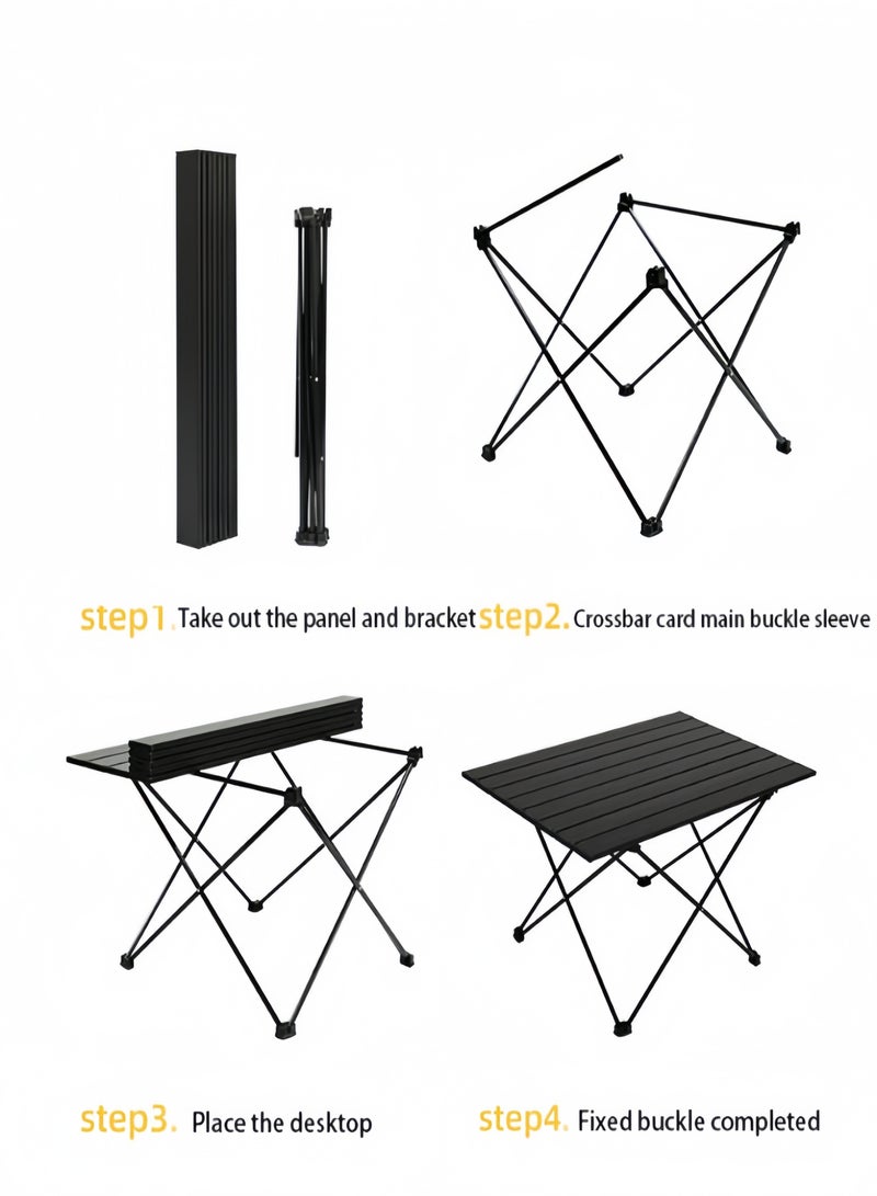 غاز طاولة تخييم قابلة للطي مع منضدية من الألومنيوم الخفيف للغاية، طاولة جانبية للتخييم طاولة شاطئ محمولة طاولة قابلة للطي في الهواء الطلق للتخييم والنزهات وحفلات الشواء (كبيرة، أسود) - Image 3