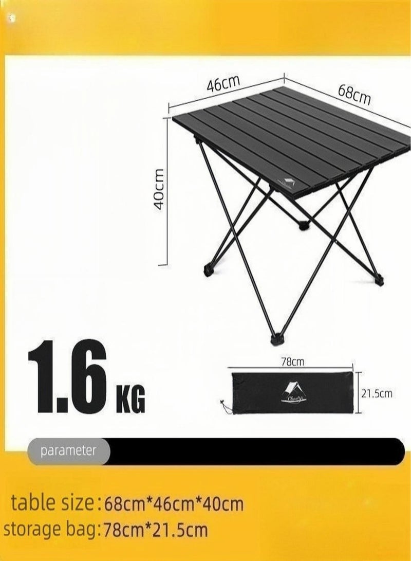 غاز طاولة تخييم قابلة للطي مع منضدية من الألومنيوم الخفيف للغاية، طاولة جانبية للتخييم طاولة شاطئ محمولة طاولة قابلة للطي في الهواء الطلق للتخييم والنزهات وحفلات الشواء (كبيرة، أسود) - Image 2