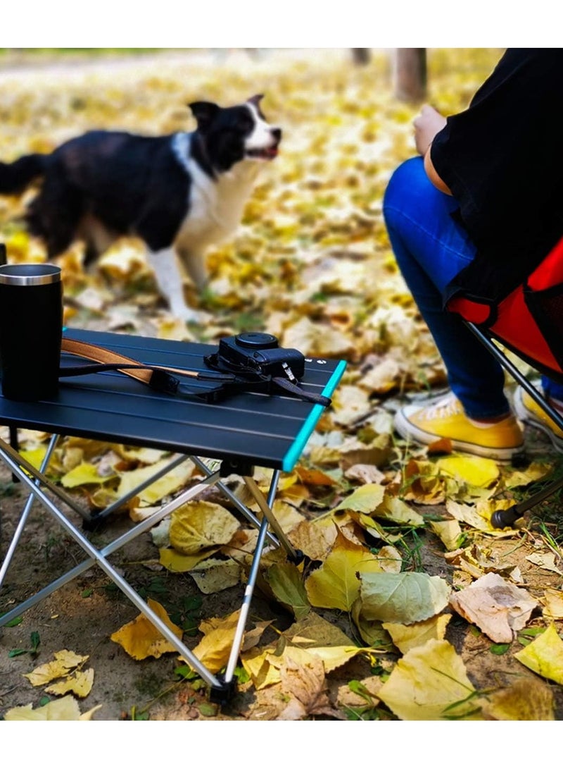 غاز طاولة تخييم قابلة للطي مع منضدية من الألومنيوم الخفيف للغاية، طاولة جانبية للتخييم طاولة شاطئ محمولة طاولة قابلة للطي في الهواء الطلق للتخييم والنزهات وحفلات الشواء (كبيرة، أسود) - Image 5