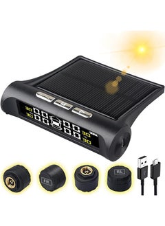 Arabest Car Tire Pressure Monitoring, Built-in 4 Sensors, Intelligent Chip System Alarm, Solar and Usb Charging Methods, 6 Alarm Modes for Real-time Monitoring  - Image 1