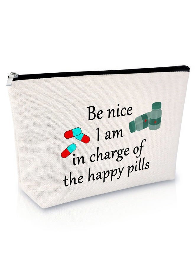 Sfodiary Pharmacy Technician Gift Makeup Bag Pharmacist Appreciation Gift Birthday Gift for Women Pharmacy Tech Gift Graduation Gift for Her Travel Cosmetic Pouch Retirement Christmas Gift - Image 1
