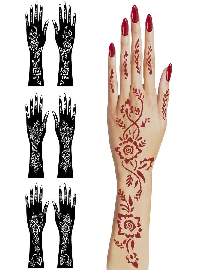 VANVATI Combo Mehndi Stencil Sticker With Flower Art For Functions & Festival Looks - Image 1