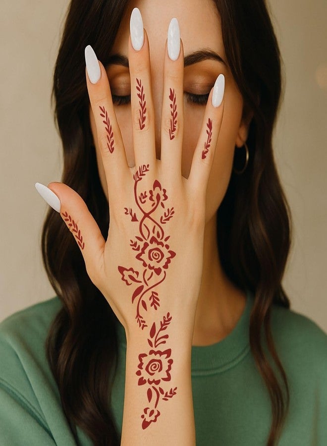 VANVATI Combo Mehndi Stencil Sticker With Flower Art For Functions & Festival Looks - Image 4