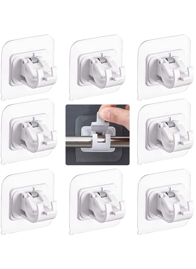 Generic 8PCS Self Adhesive Curtain Rod Holders No Drill Curtain Rods Brackets No Drilling Nail Free Adjustable Curtain Rod Hooks Curtain Hangers for Bathroom Kitchen Home Bathroom Hotel  - Image 1