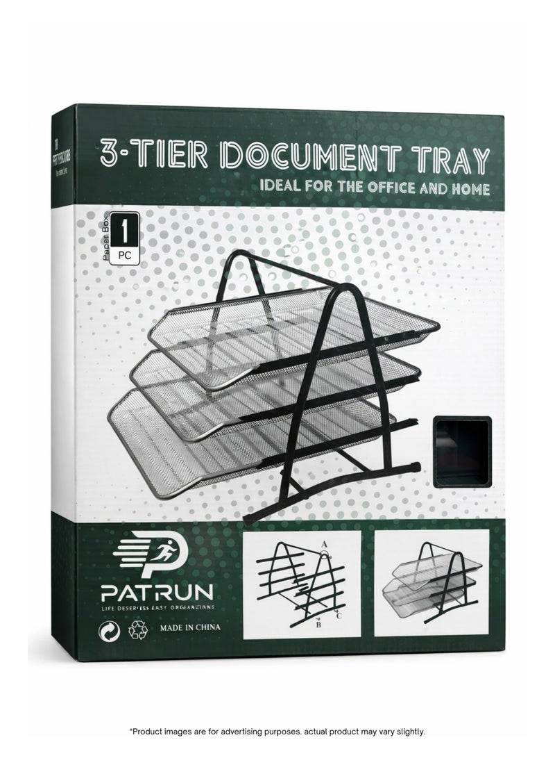 3-Tier Document Tray Organizer – Desktop File Holder, Pull-Out Design - Image 3