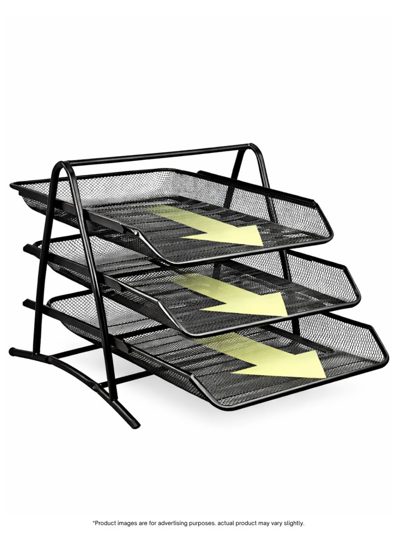 3-Tier Document Tray Organizer – Desktop File Holder, Pull-Out Design - Image 2