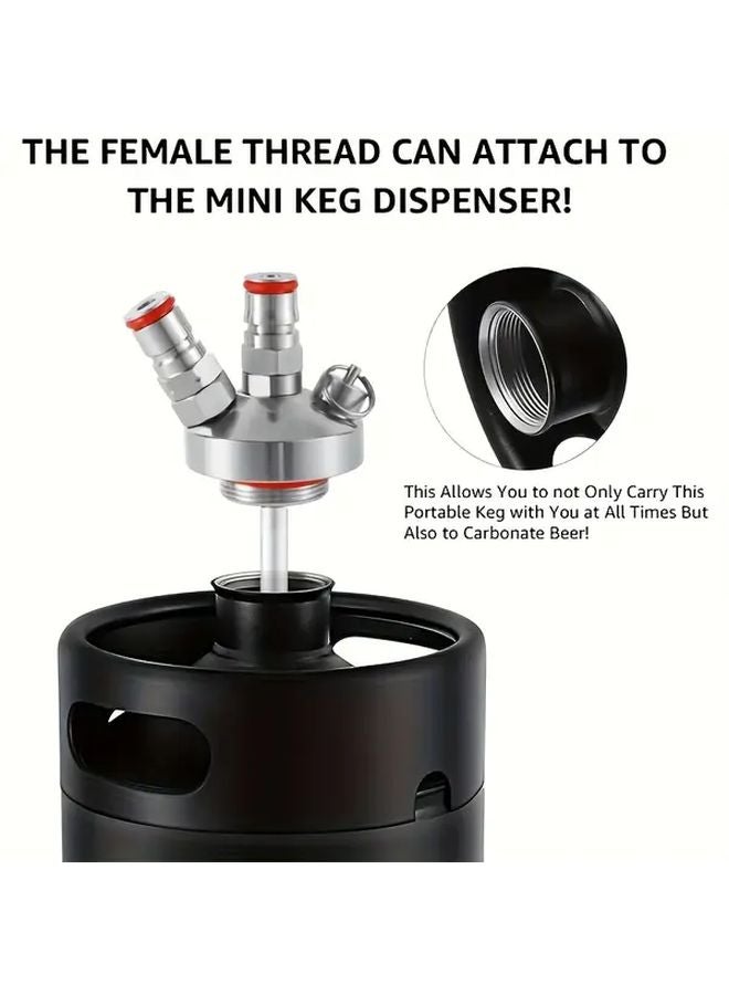 5L Stainless Steel Mini Keg Growler Leak Proof Scratch Resistant Homebrew Draft Beer Storage - Image 2