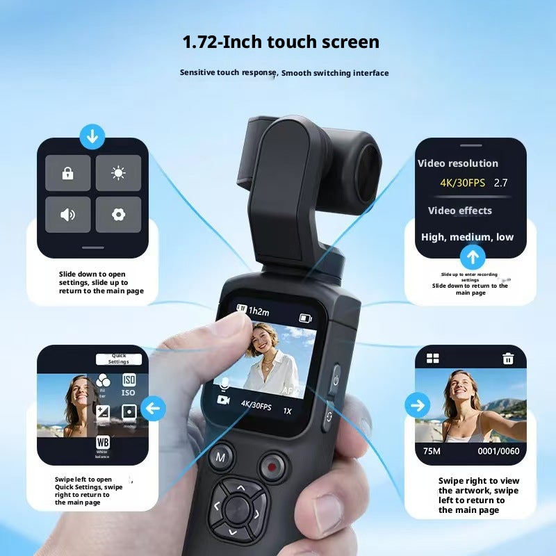 4K AI Face Tracking Handheld Gimbal Camera with Stabilization, Pocket Vlog Camcorder for Travel and Sports - Image 3