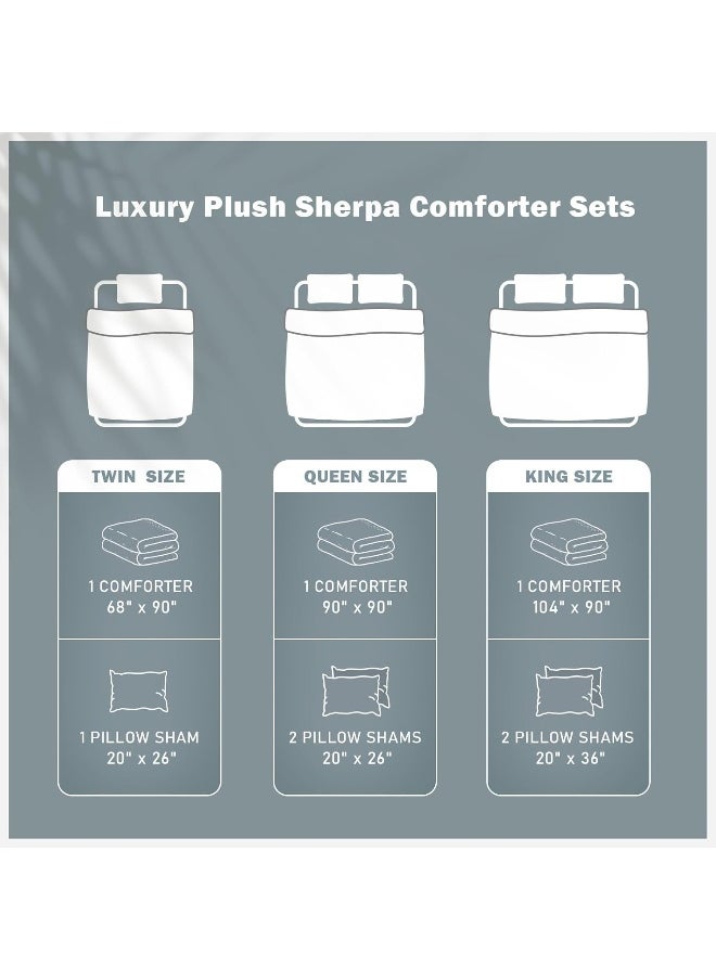 Generic - GOONE King Size Comforter Set- Cloud Blue Fluffy Sherpa Thick Comforters, Super Soft Warm Faux Fur Fuzzy Fleece 3 Pieces Bedding Sets for All Seasons - Image 1