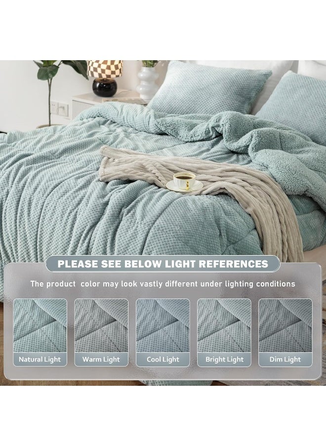 Generic - GOONE King Size Comforter Set- Cloud Blue Fluffy Sherpa Thick Comforters, Super Soft Warm Faux Fur Fuzzy Fleece 3 Pieces Bedding Sets for All Seasons - Image 1