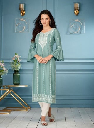 Embroidery Kurti With Bottom